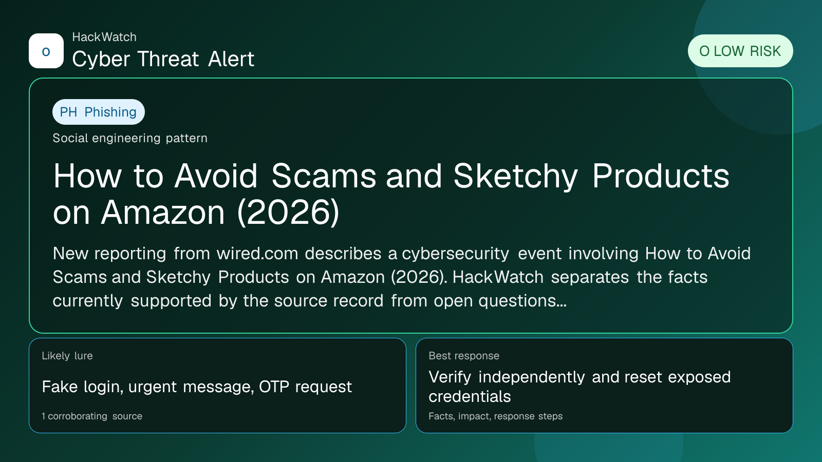 How to Avoid Scams and Sketchy Products on Amazon (2026) - HackWatch phishing alert image