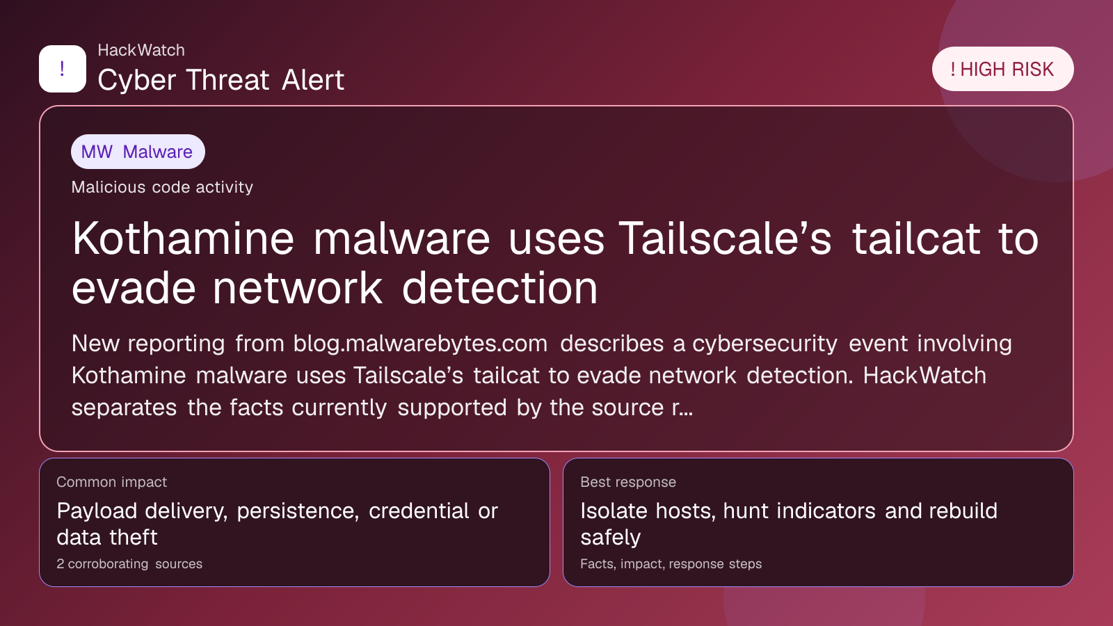 Sauron Loader Malware Uses DLL Side-Loading and In-Memory Decryption to Evade Detection - HackWatch malware alert image